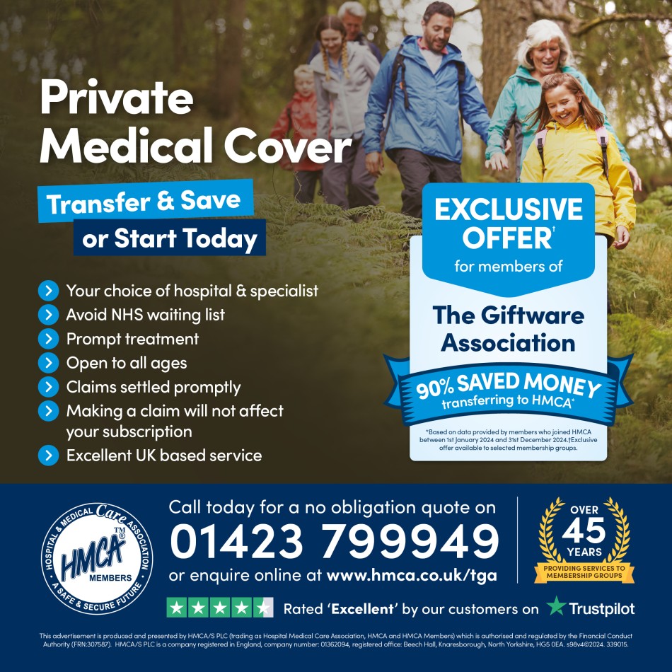 An exclusive offer* to provide private medical plans for members of The Giftware Association